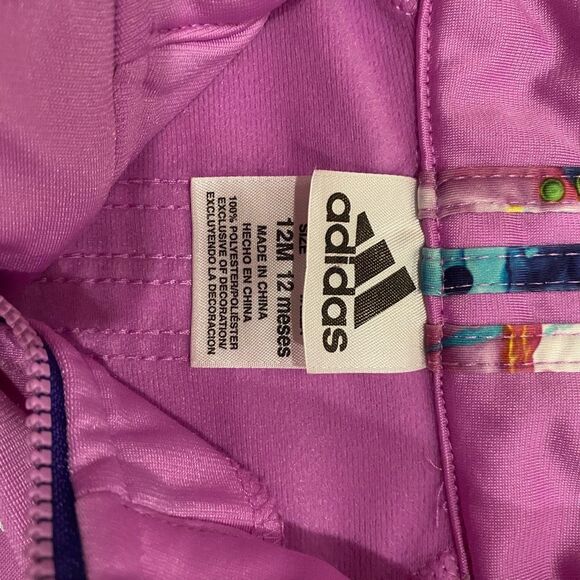 Adidas Warm Up Jacket Zipper Front Lavender Ruffle Bottom Size 12 Months - Picture 6 of 8